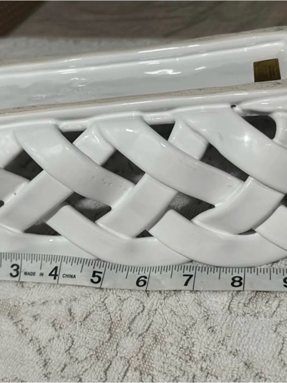 Primo'Gi Italy White Woven Ceramic Bread Basket - Handmade Lattice vintage